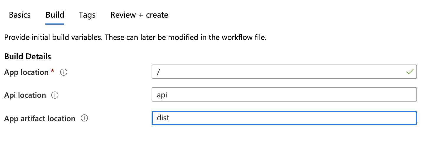 Azure Portal 构建设置